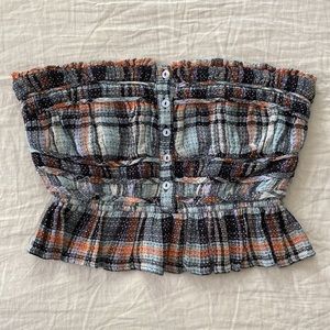 Free People Henrietta Plaid Tube Top